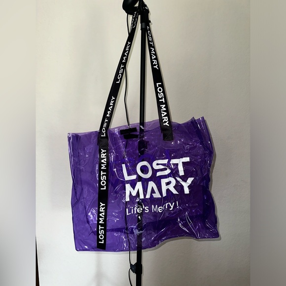 LOST MARY Purple See Through Shoulder Bag With Closable Strap New Without Tags. - Picture 4 of 5